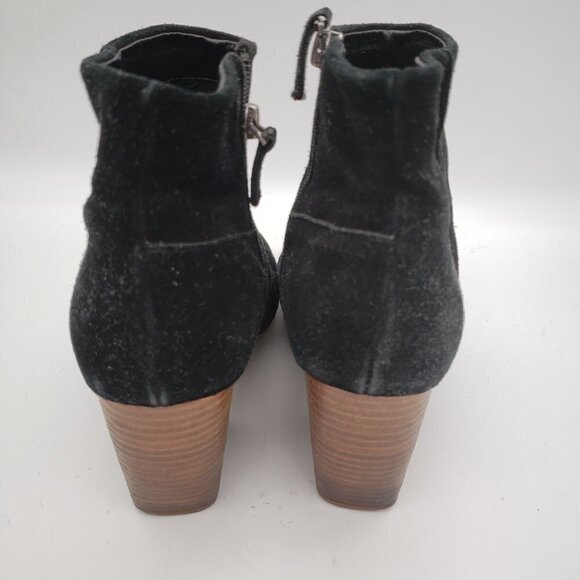 Crown Vintage Black Suede Zip-Up Booties Short Boots Size 9M - Picture 4 of 12